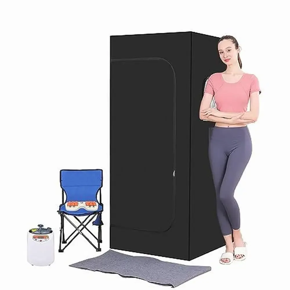 Portable Home Sauna Box with Steam Steamer & Foldable Chair