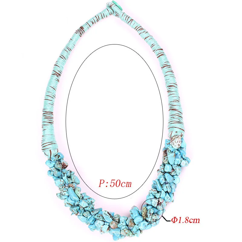 Delicate Boho Bohemian Beaded Choker Necklace Green Turquoises Necklace Irregular Chip Gravel Beads For Women Jewelry Gifts A032