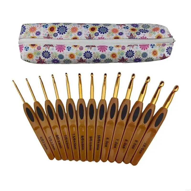 

13Pcs 2.5mm-10mm Ergonomic Crochet Hook Ergonomic Handle Crochet Hook Needle for Beginner Experienced Hobbyist X3UC