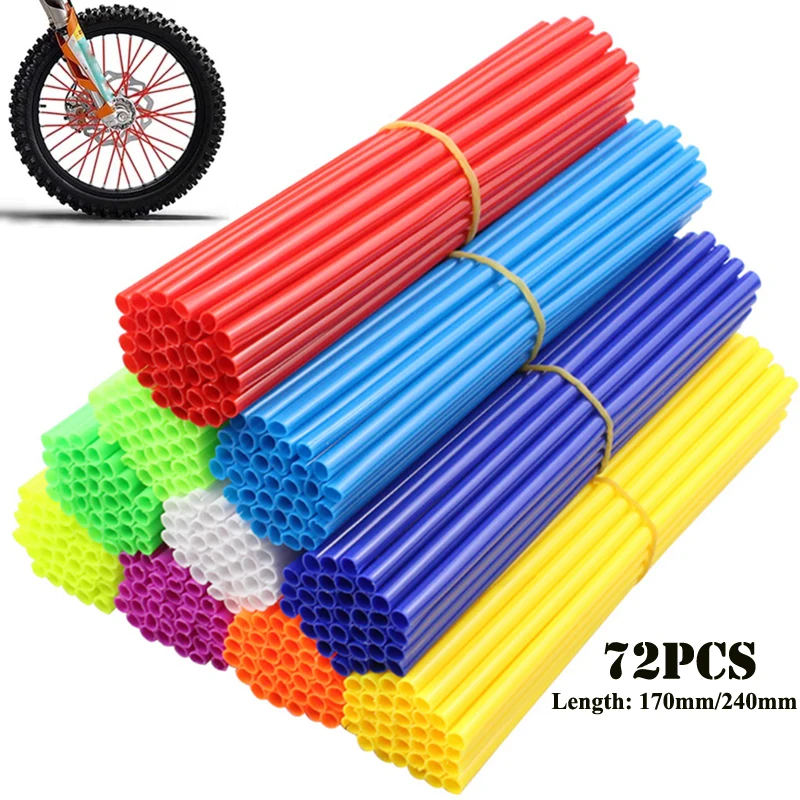 Funda protectora de 72 piezas para radios de bicicleta, cubierta decorativa para llanta, adecuada para bicicletas y motocicletas, 17/24cm