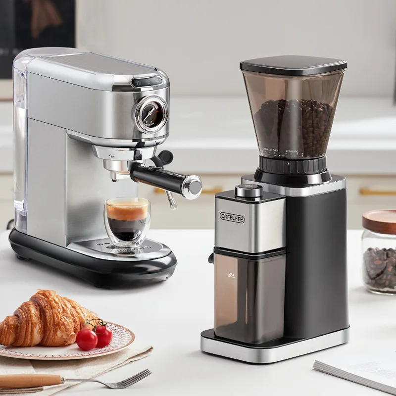 Cafelffe-Electric Smart Burr Mill, Coffee Bean Grinder with 48 Grind Settings, Fully Automatic Grinder, Adjustable Grinding