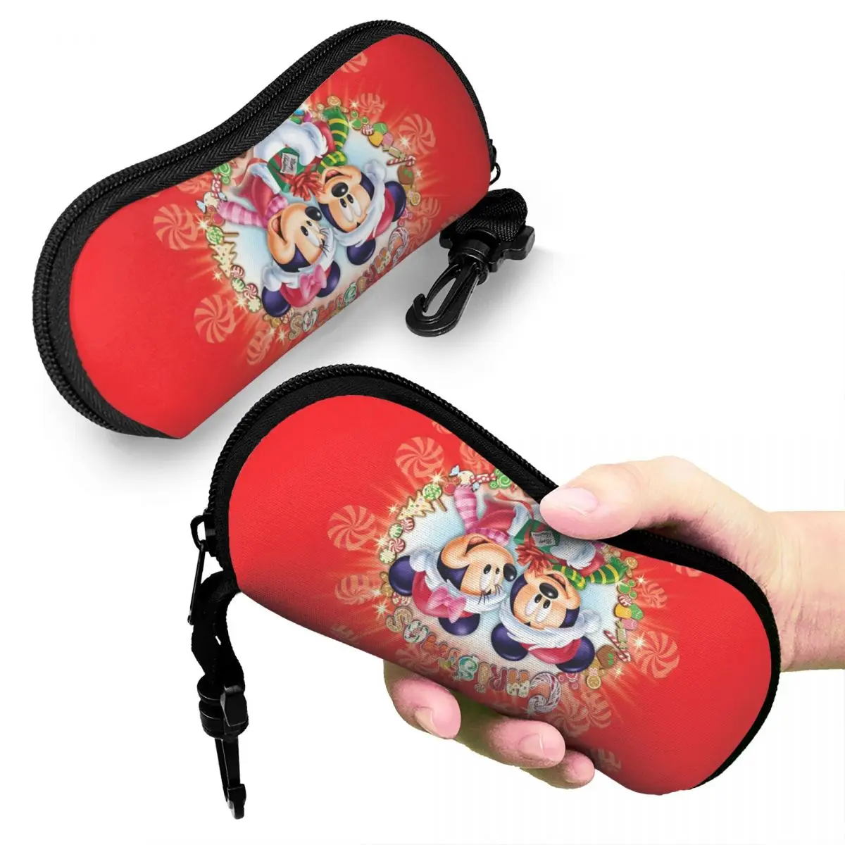 Cartoon Minnie Mickey Mouse Glasses Case Unisex Student Merry Christmas Eyeglasses Storage Box Small Eyewear Container