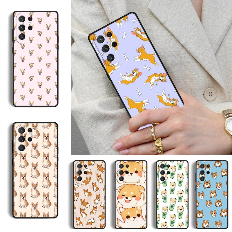 Cute Cartoon Corgi Phone Case for Samsung Galaxy S26 S25 Ultra S24 S23 S22 S21 Plus Note 10 Bumper Cover