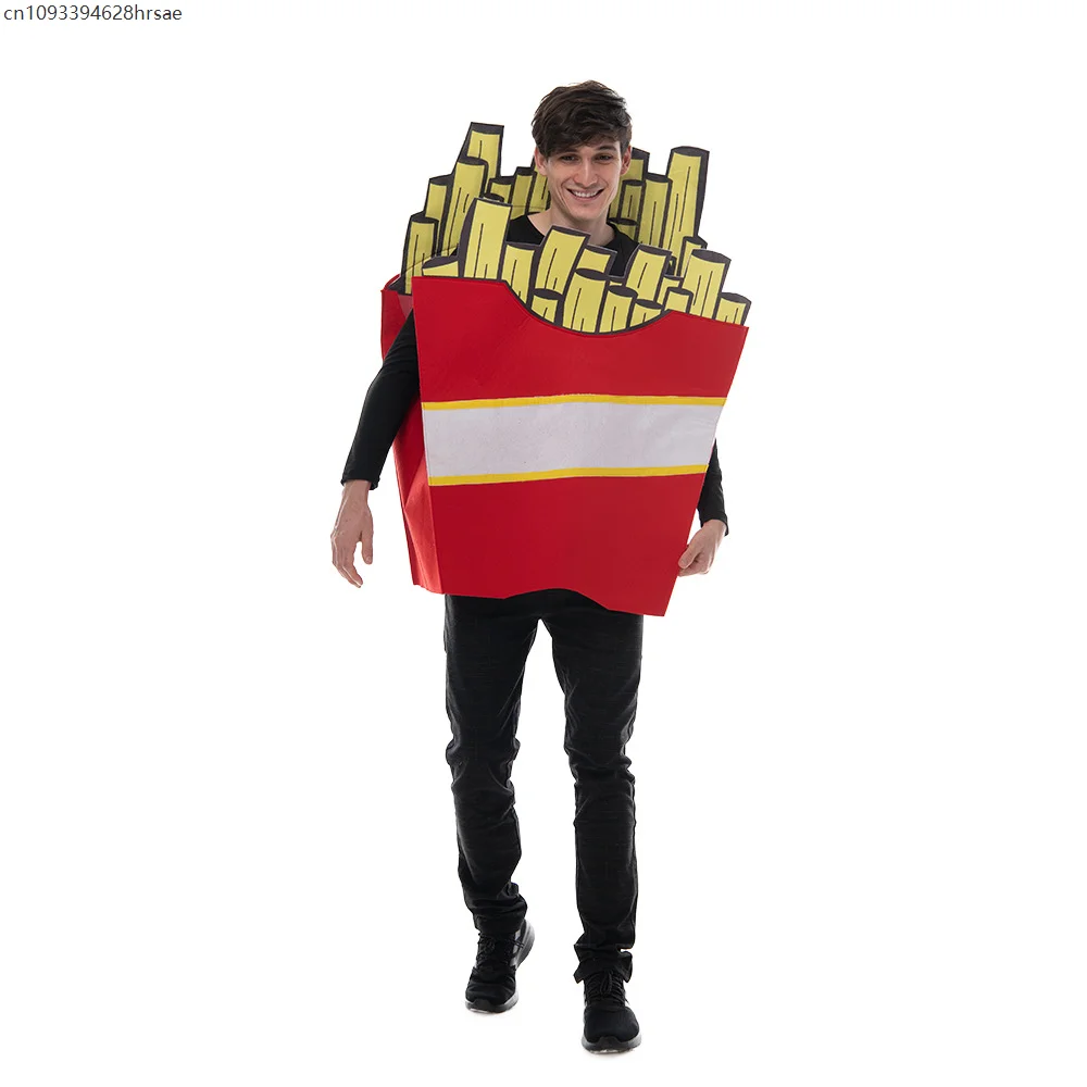 Unisex Lustige Essen Outfits Cosplay Erwachsene Pommes Frites Kostüm Kinder Riesen Pommes Kegel Halloween Kostüm