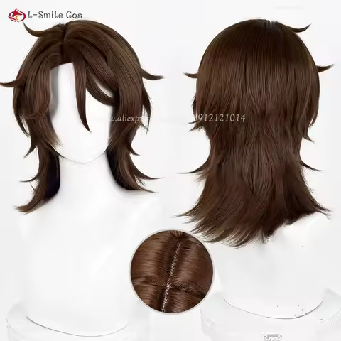 Gallagher Cosplay Wig 40cm Short Dark Brown Cosplay Anime Wig Heat Resistant Synthetic Hair Halloween Party Wigs + Wig Cap