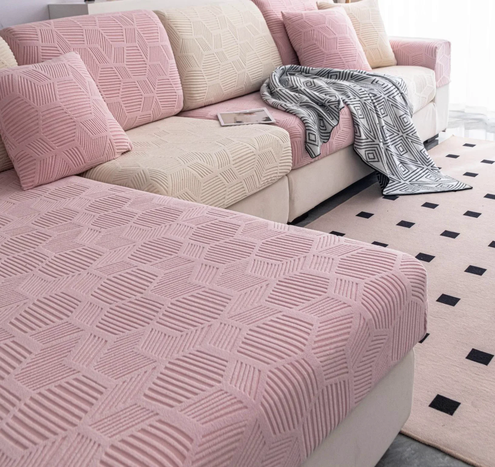 High Stretch Jacquard Removable Sofa Seat Cushion Sofa Cover Machine Washable for Living Room/Kids/Pets/Furniture Protector