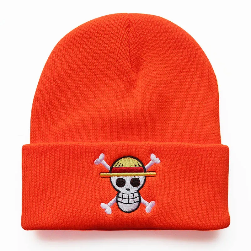 Cute Anime One Pieces Knit Hats Skull Bonnet Printed Hat Fashion Warm Winter Skullies Beanies Caps Cosplay Gift For Boys Girls