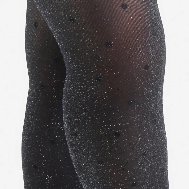 Femmes noir grande taille XL 2XL 3XL 4XL brillant argent fil dames confort ascenseur hanche nylon bonneterie collants