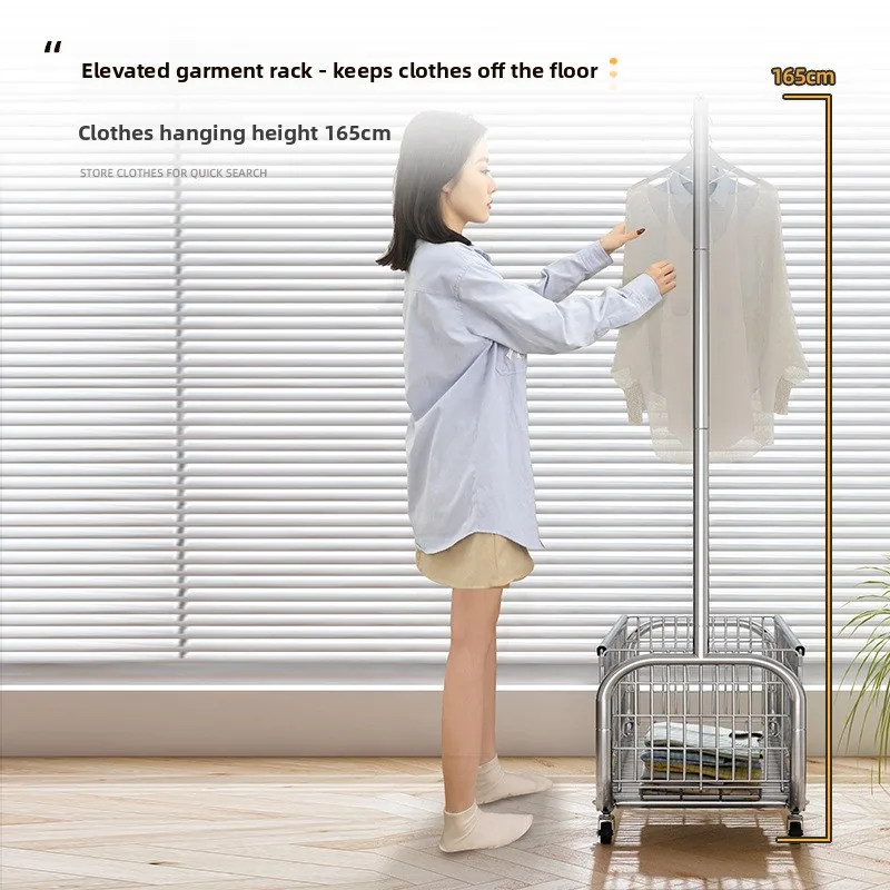 Hanger floor to ceiling bedroom drying hanger mobile light luxury corner coat rack clothes rack