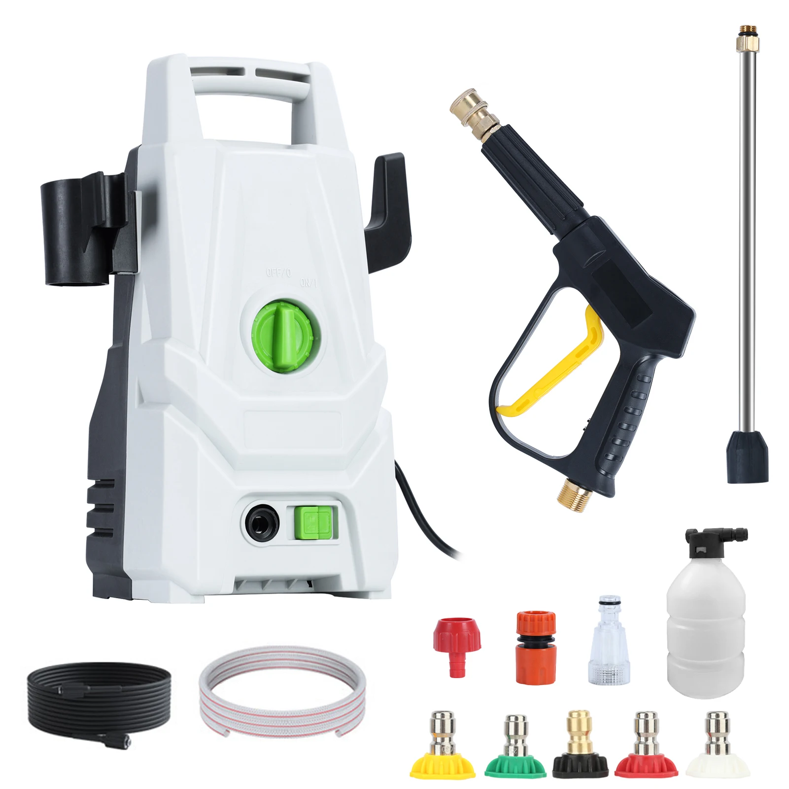 Electric Pressure Washer,Car Washer 100BAR Power Washer with 5 Color Nozzle, 1400W High Pressure Washer Cleaner for Cars