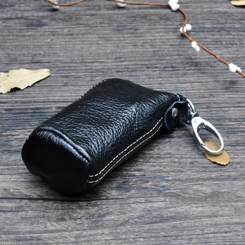 

Bucket Shape Genuine Cowskin Leather Key Bag Fashion Car Keys Organizer Keychain Case Retro Coin Purse Vintage Zipper Key Pouch