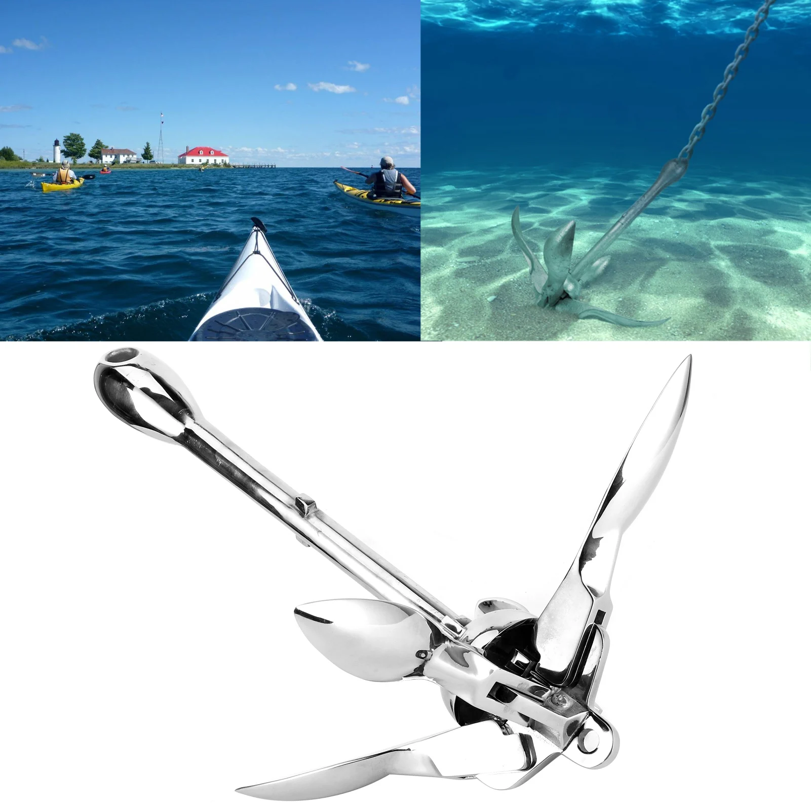 Foldable Anchor 8.8lb Grapnels - Fishing Boat Anchor ulasan dan harga