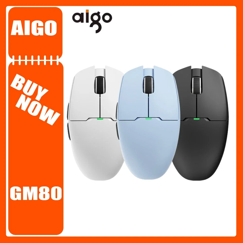 Aigo GM80 PRO Mouse Wireless Three Mode Light Weight PAW3311/3395 Sensor E-sport Gaming Mouse Ergonomics PC Gamer Accessory Gift