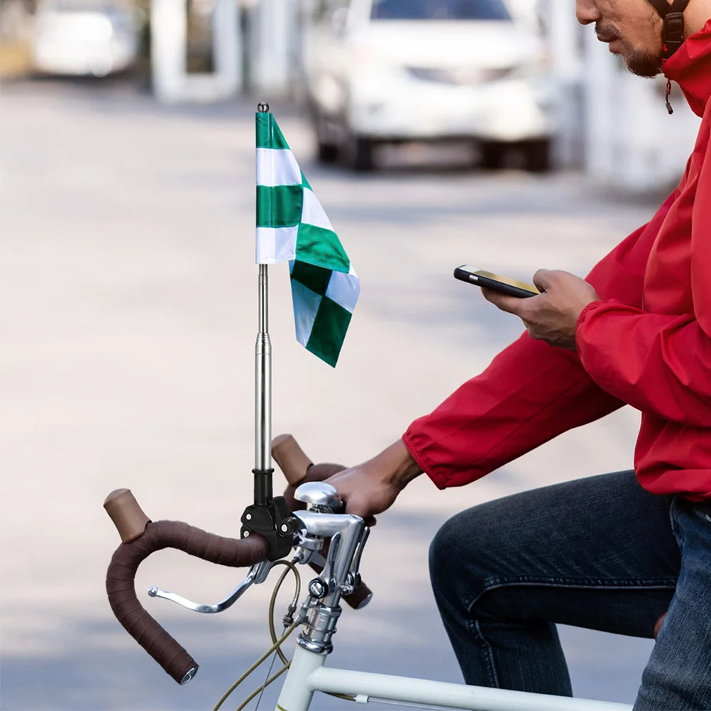 

2Pcs Telescopic Stainless Steel Flag Pole for Bicycles Motorcycles Car Handlebars Durable Adjustable Length Enhanced Visibility