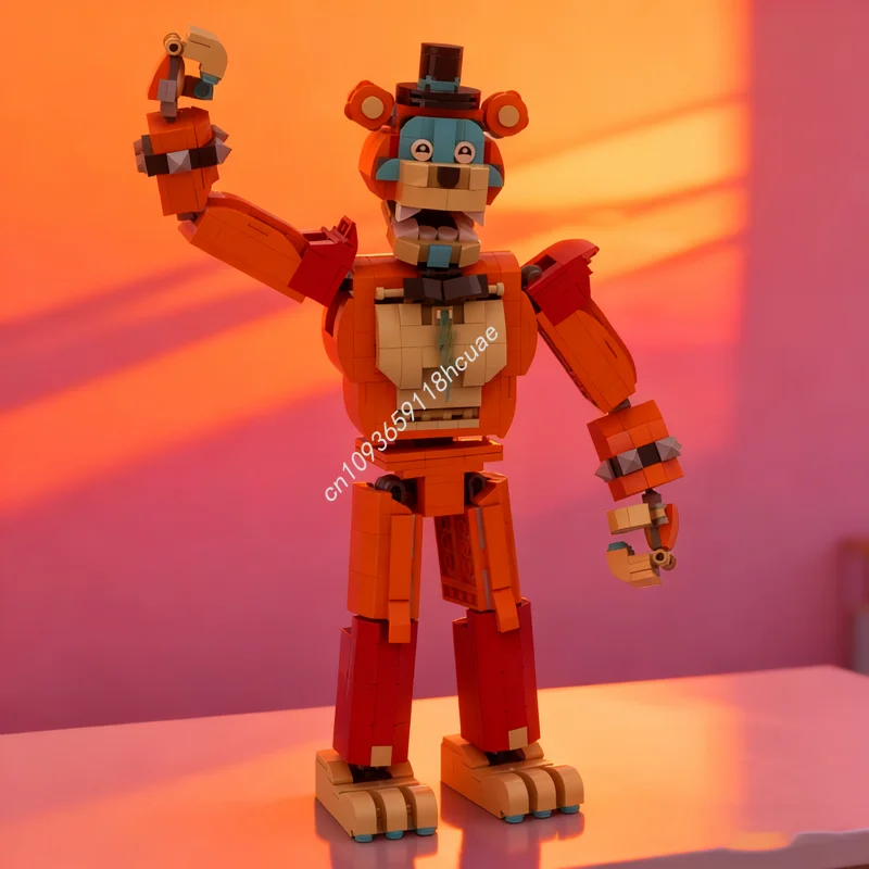 

698 шт. MOC Glamrock Freddy, игровая модель, строительные блоки, архитектура, сделай сам, идея для рождественского подарка, образовательный кирпич, детская игрушка на день рождения