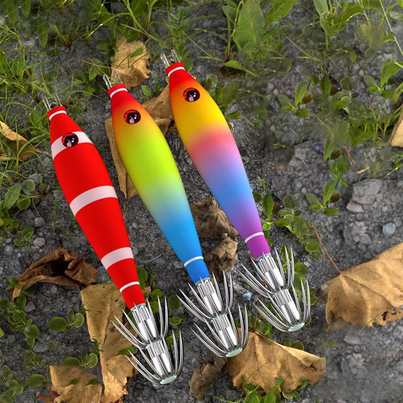 New Luminous Squid Hook Double Umbrella Cuttlefish Soft Cloth Roll Wooden Shrimp Fake Bait Rocket Ink Octopus Stainless Steel