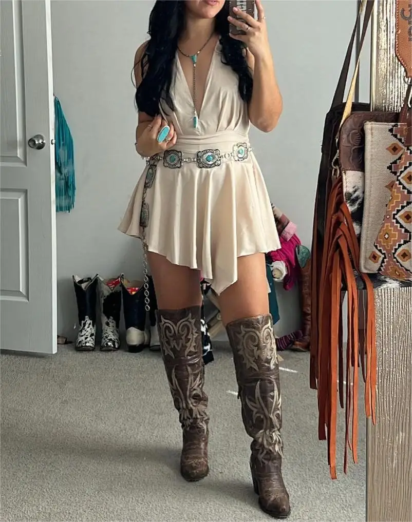 

Beige Halter Neck Backless Mini Dress for Women Casual Outings Sleeveless Asymmetric Hem Y2K Clothes