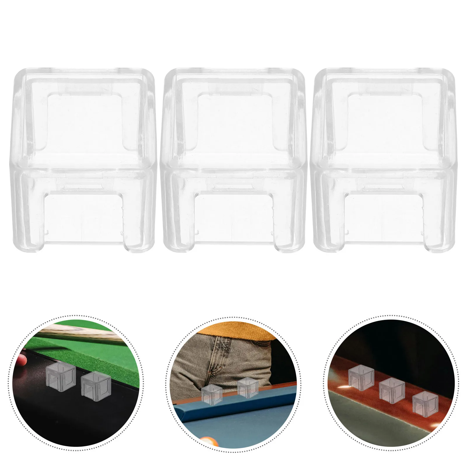 

3Pcs Transparent Acrylic Pool Chalk Holder Stable Cube Billiard Cue Chalk Boxes for Home Tournament Games Pool Accessories