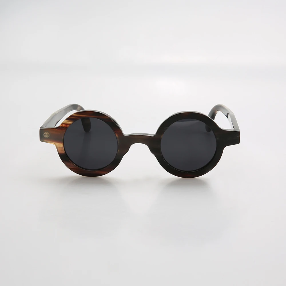 Hand-made glasses with round frame   Natural Horn  sunglasses   Retro fashion optical lenses