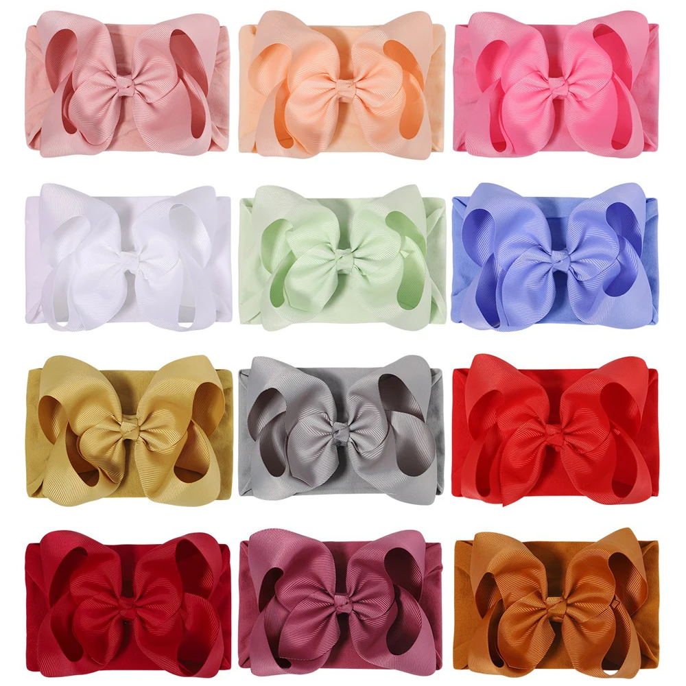 Cute Bowknot Baby Headband Newborn Wide Nylon Elastic Cables Turban Toddler Hairbands Headwear Kids Hair Accessories Wholesale