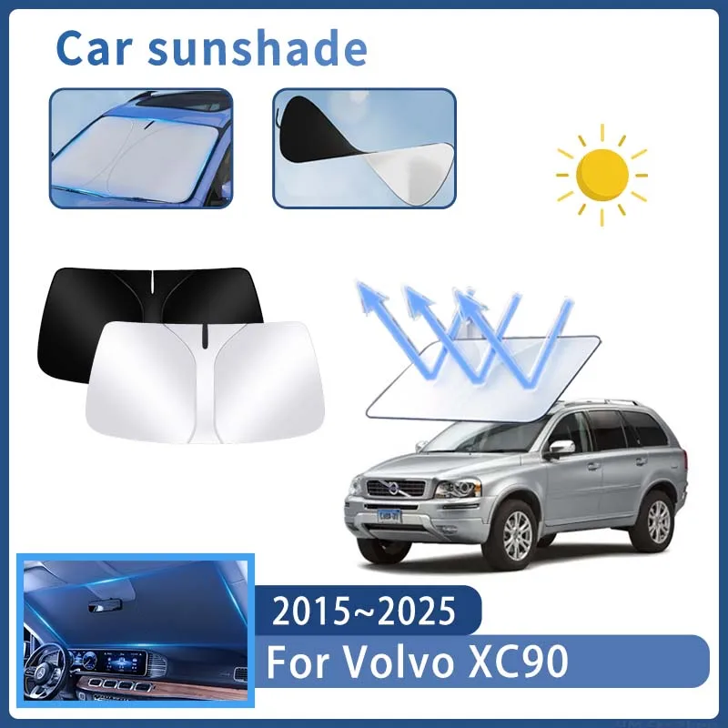 Foldable Car Sun Visor For Volvo XC90 2015~2025 2016 Front Windshield Sunshade Heat Insulation Summer Cooling Auto Accessories