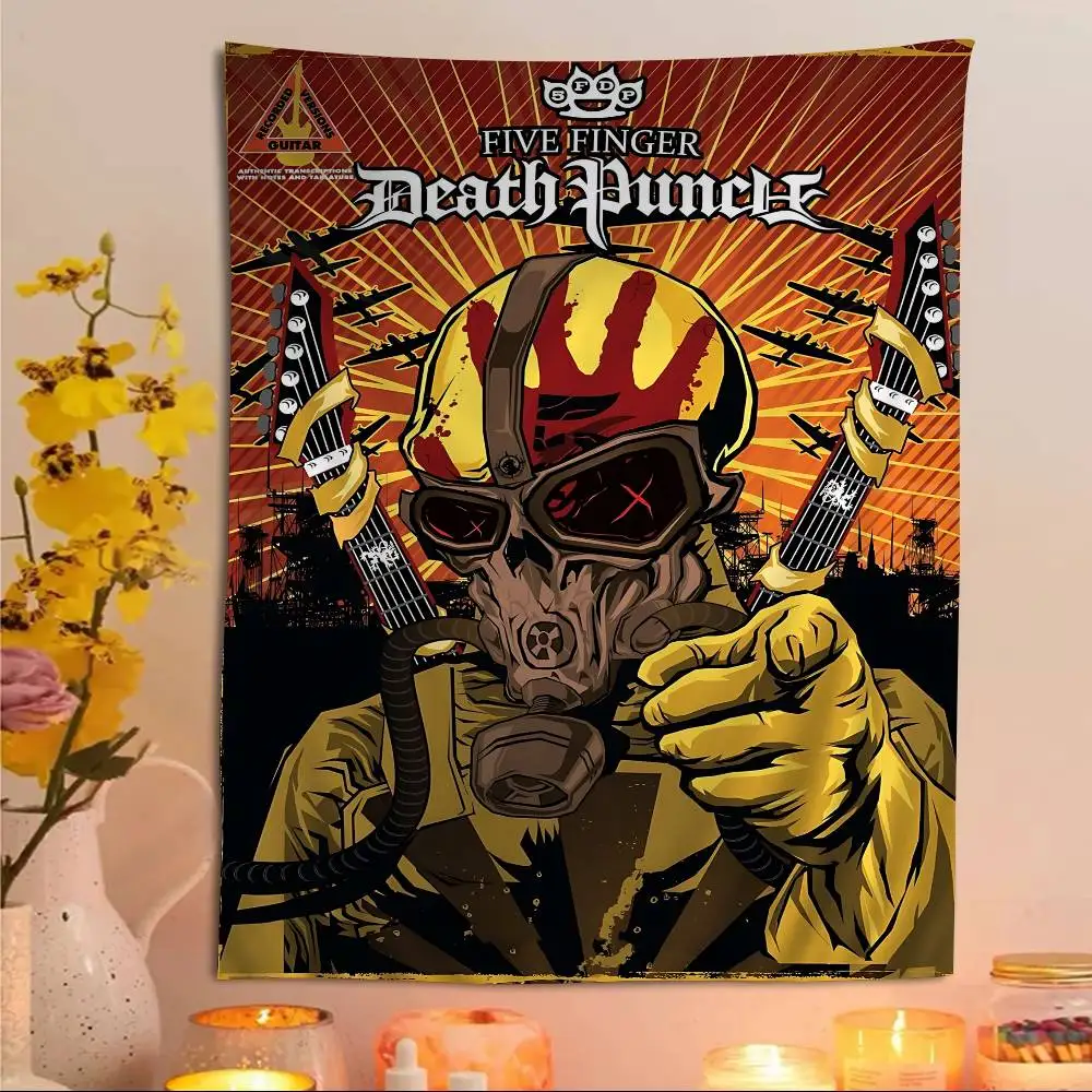 Band F-Five F-Finger Death Punch Anime Tapestry Hippie Flower Wall Carpets Dorm Decor Cheap Hippie Wall Hanging