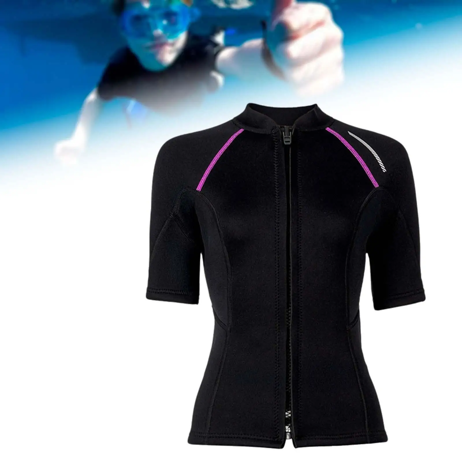 

Woman Wetsuit Top Front Zip Jacket Swimsuit for Snorkeling Kayaking Surfing