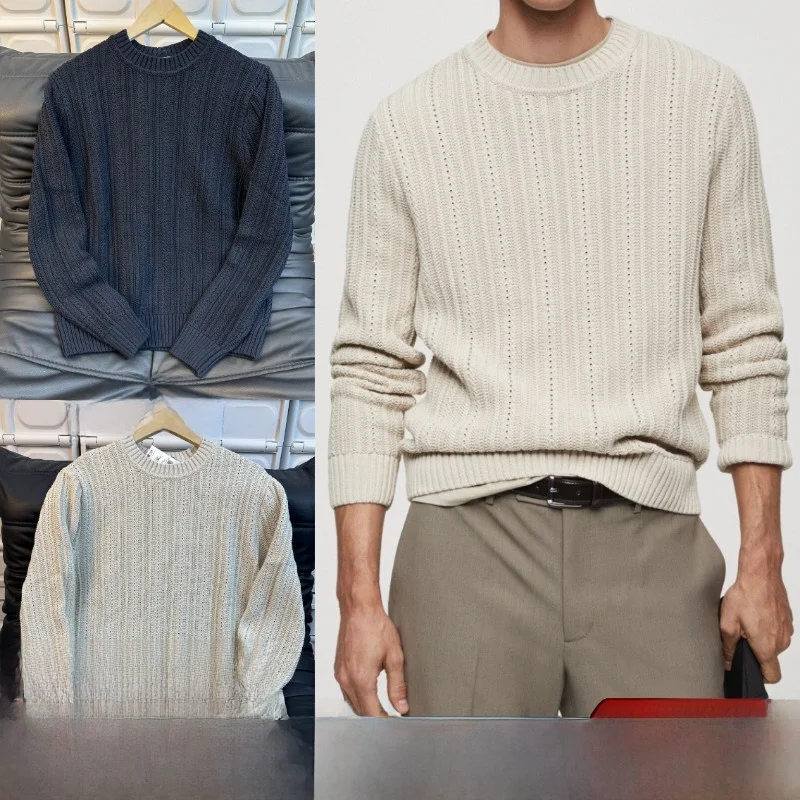

Retro Washed Cotton Knitwear Sweater for Men New Year's Fashionable Autumn Winter High End Polyester Fiber Long Sleeve round ...