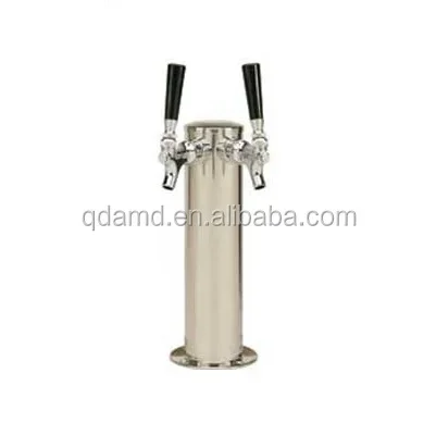 Double tap stainless steel draft beer kegerator tower