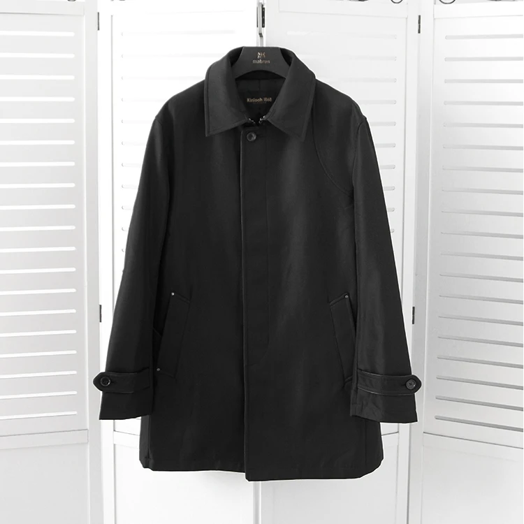 

Men's Thiened Mid-Length Windbreaker Coat Busin Collar Southern Autumn Winter Cold Resistance Outerwear Faion Urban Sle