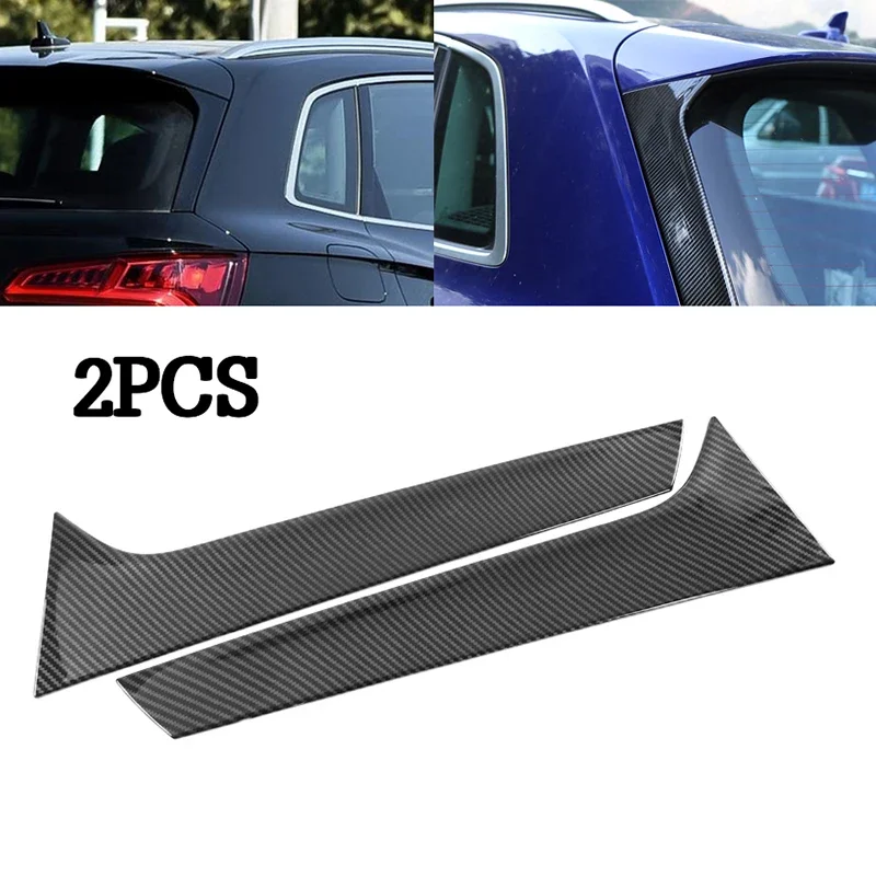 Car Rear Triangle Window Decoration Trim For Audi Q5 2018 2019 Rear Windshield Side Strip Stickers Silver/Carbon Striation - Image 3
