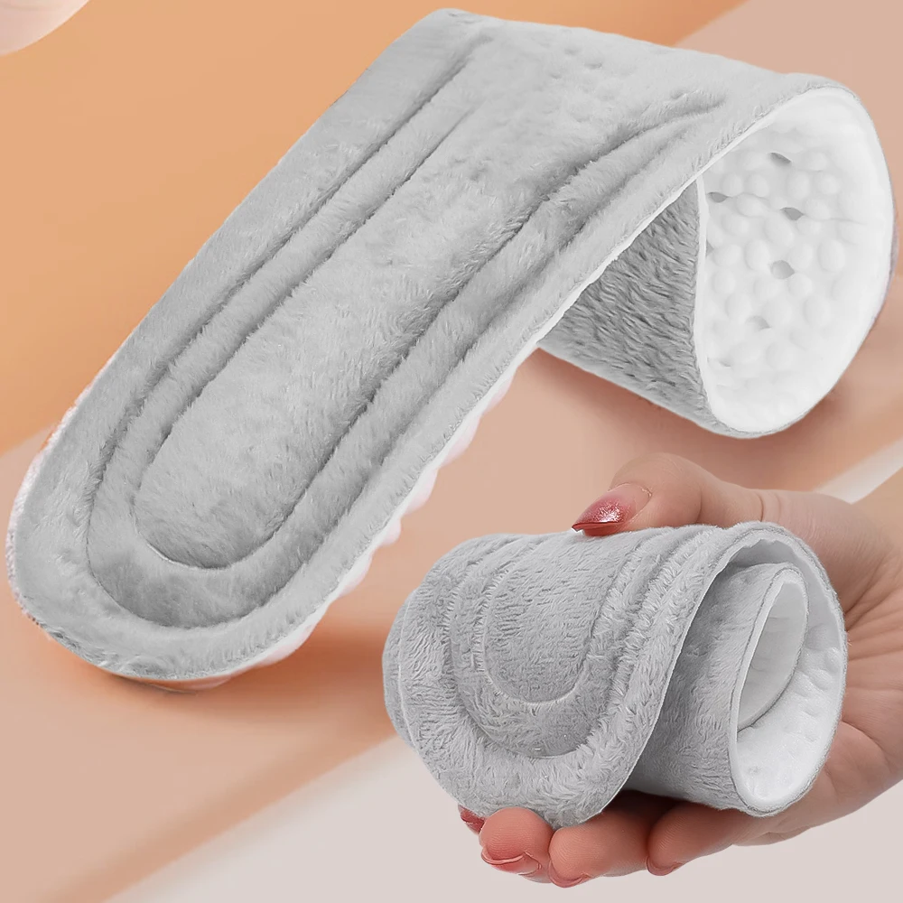 Winter Self Heated Plush Insoles 2/4pcs Thicken Breathable Warm Inserts Shock-absorbent Chill-proof Women Men Absorbent Insoles