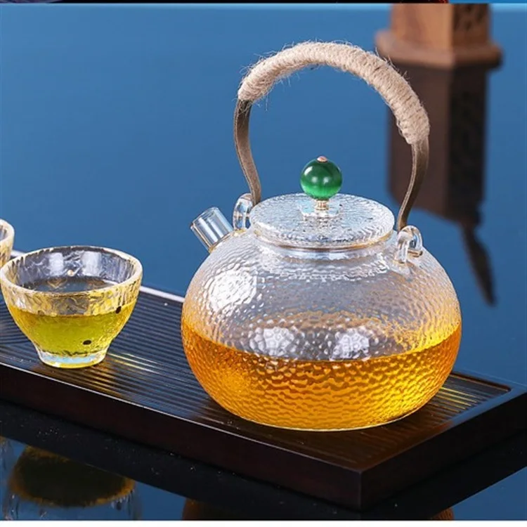 Resist High Temperature Glass Teapot Thicken and Filter Boil Large-capacity Hammer Copper  Lift The Beam Teapot.