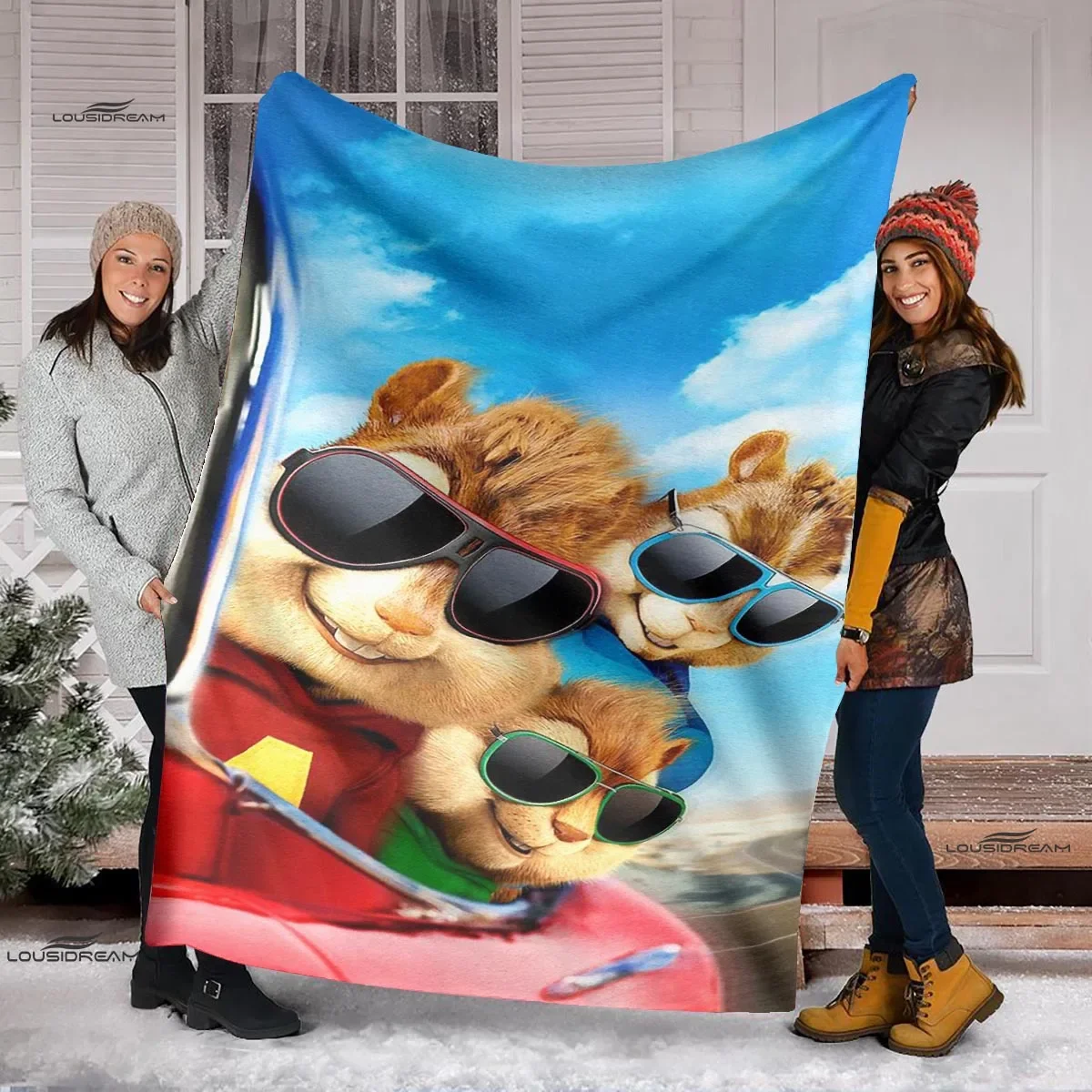 Cartoon Alvin & The Chipmunks Blanket Cute Animal Flannel Fluffy Throw Blanket Children and Adult Gift Sofa Travel Camping