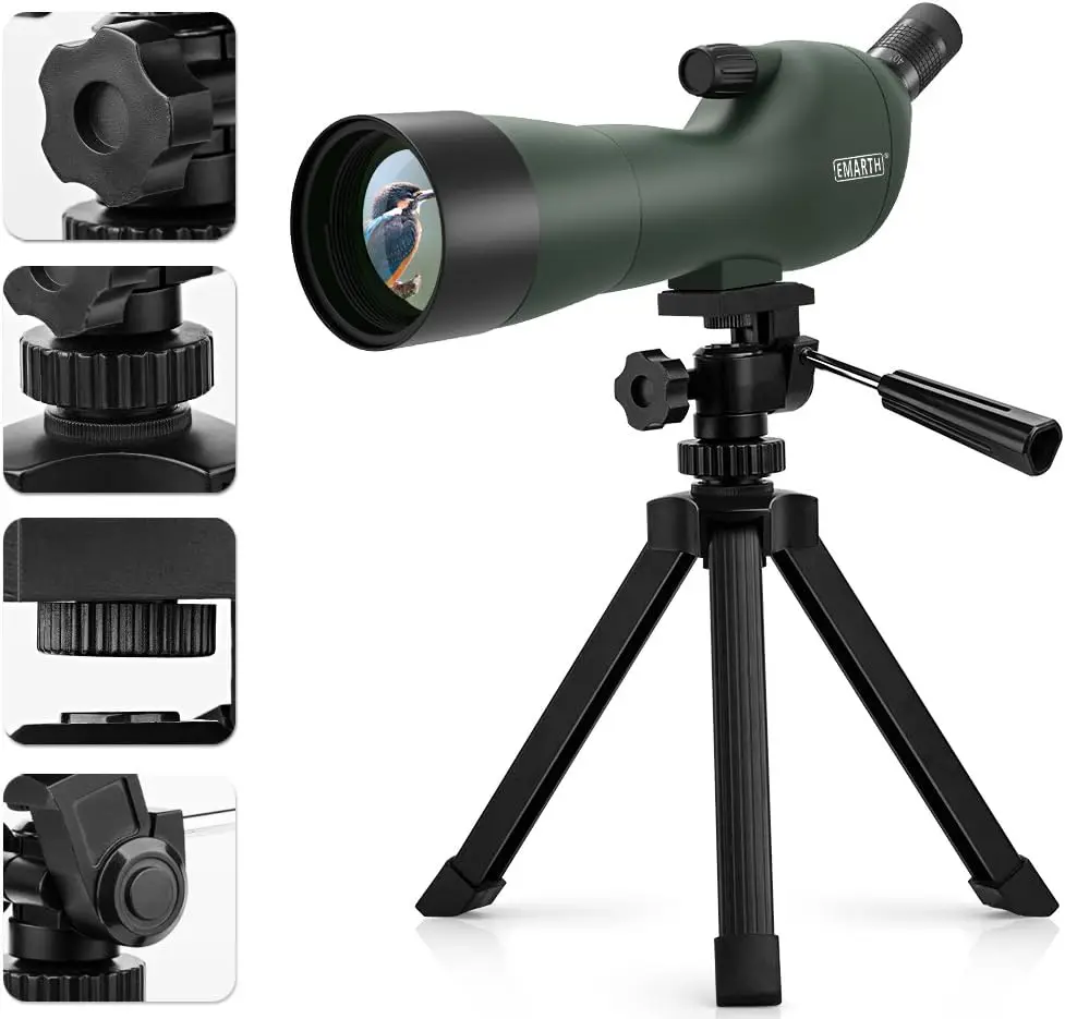 20-60x60AE 45 Degree Angled Spotting Scope with Tripod, Phone Adapter, Carry Bag, Scope for Target Shooting Bird Watching Huntin