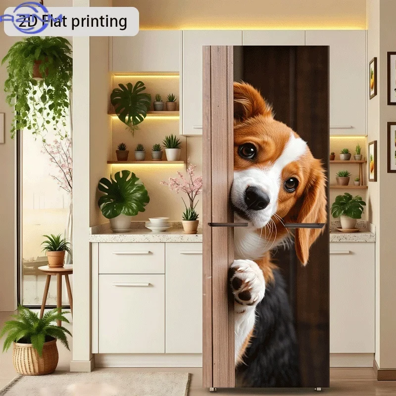 of a Small Dog Peeking Design, Wall Sticker Wallpaper, Self-Adhesive, Suitable for Cabinets And Wardrobes, Modern Kitchen Home