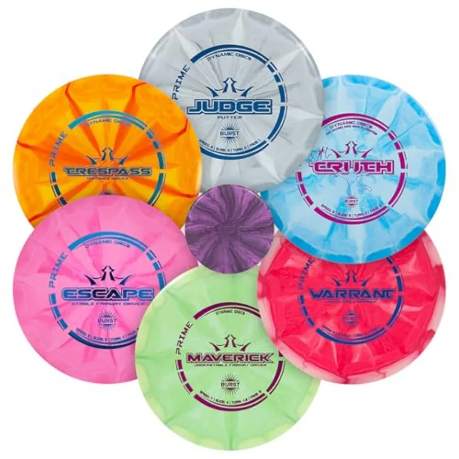

Набор для диск-гольфа Dynamic Discs Prime Burst 6: 1 паттер, 2 диска среднего радиуса, 2 диска для фервея, 1 драйвер + мини-маркер и аксессуары для диск-гольфа