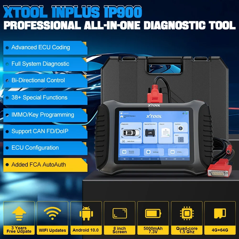 XTOOL Inplus IP900 Car Diagnostic Tools ECU Coding Key Programmer VAG Guided&FCA OBDII Scanner Topology Mappping Bi-directional