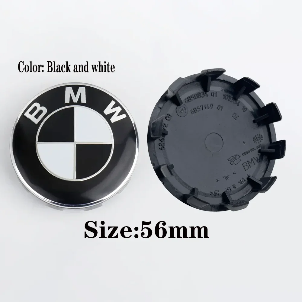 

For b m w Car Black White BMW Logo Front Hood Emblem Rear Badge Wheel Hub Cap 56mm 68mm steering wheel sticker 45mm Accessories