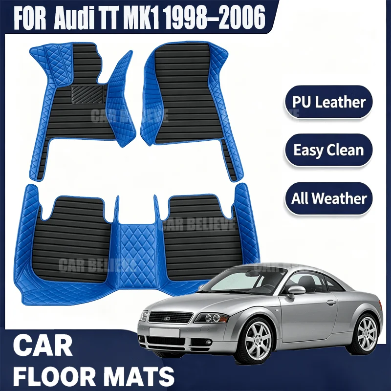 ForAudi tt MK1 1998~2006, simple and luxurious imitation PU leather car mats, durable, stain resistant, easy to clean, easy to