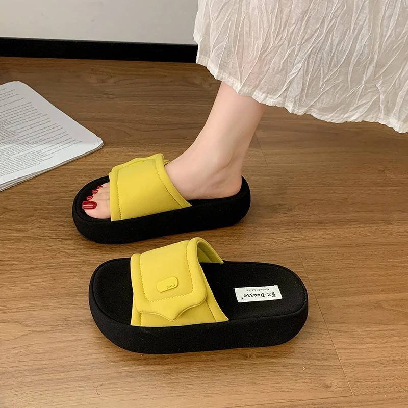Women's Round Open Toe Vintage Comfortable High Heel Slippers Women Casual Fashionable Color Blocking Thick Sole Sandals Summer