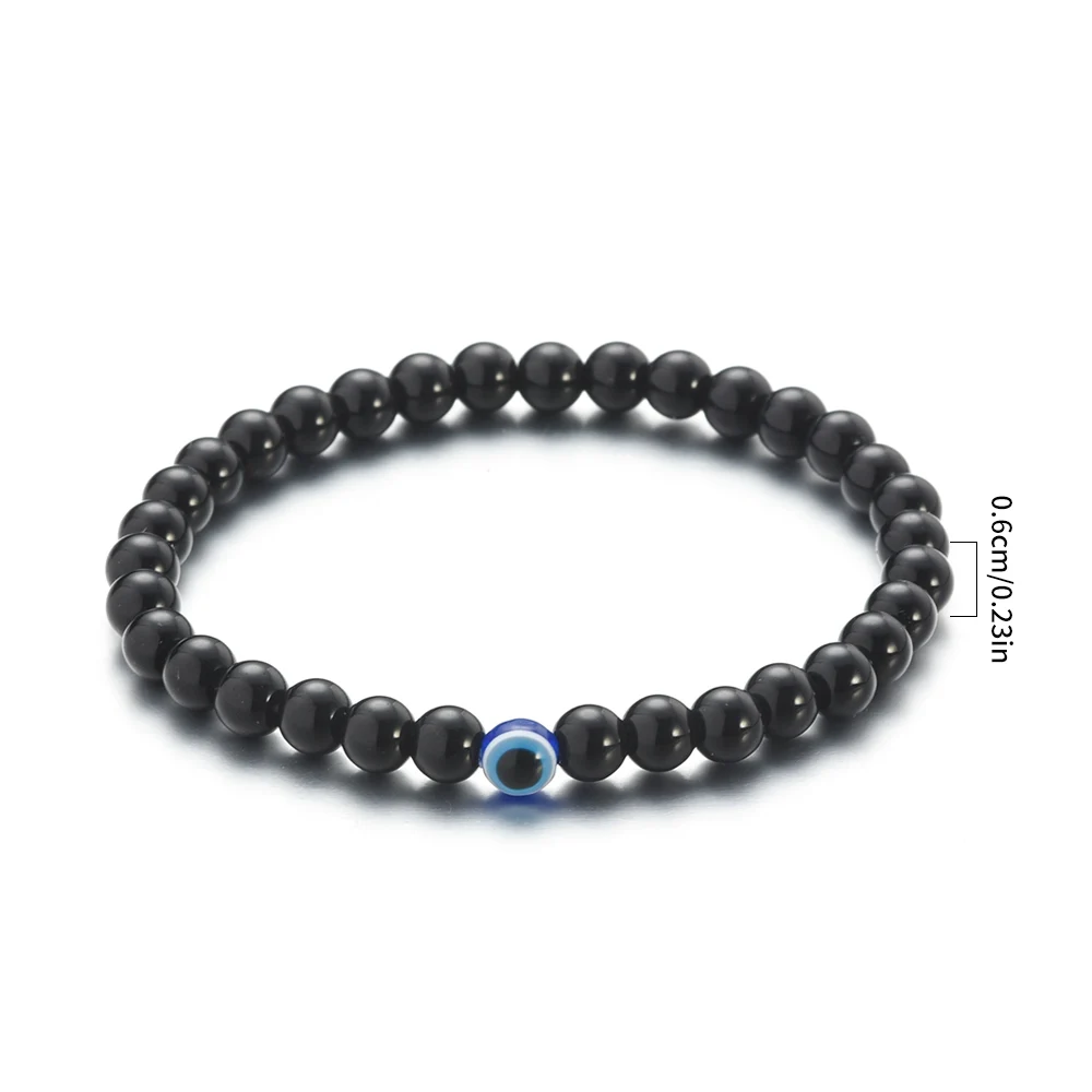 Bracciale turco blu malocchio Bracciale in pietra naturale nera Perline di ossidiana per donna Uomo Yoga Gioielli a mano Regali 6mm