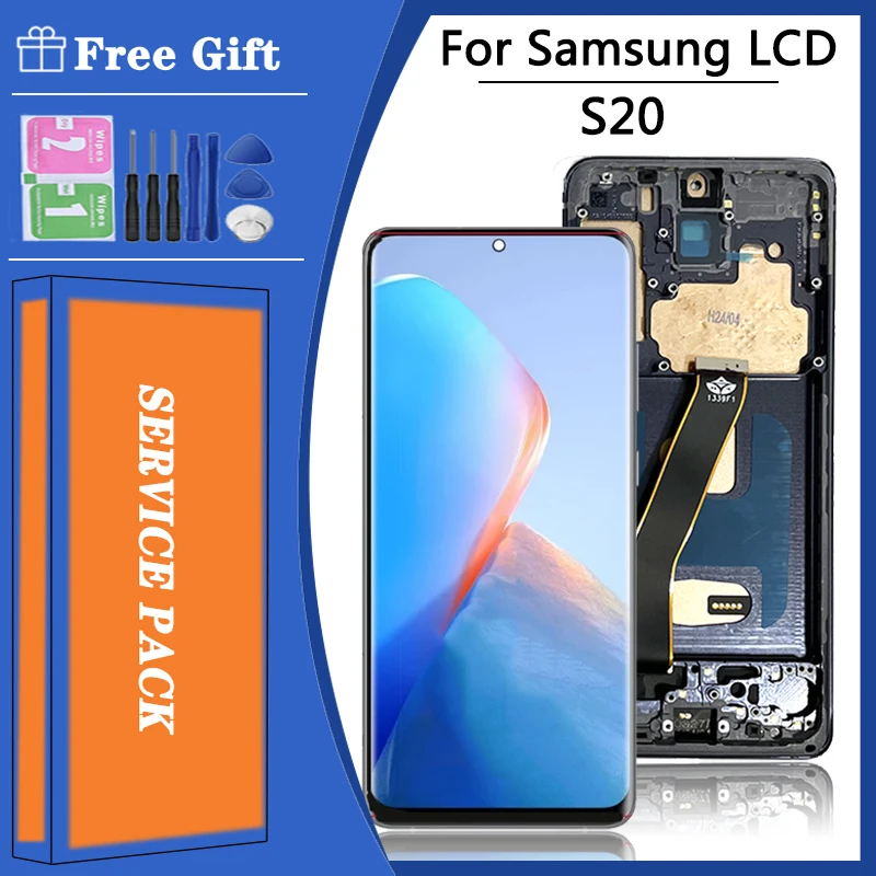 S20 4G Display Screen With Frame for Samsung S20 G980  G980F G980F/DS LCD Display Touch Screen Digitizer Assembly