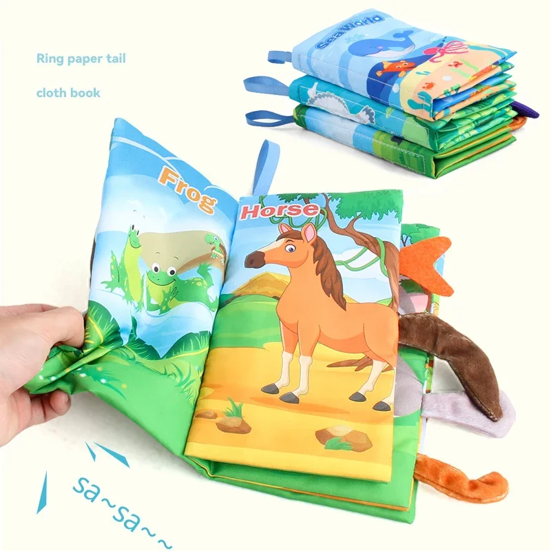 Baby Early Learning Toy Tail Cloth Book Puzzle Parent-child Interactive Sound Paper Infants Activity Toys for Babies