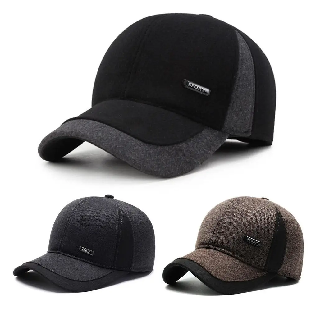 Auturnn Thick Warm Men Winter Baseball Cap With Ear Flaps, Ideal Choice For Gifts