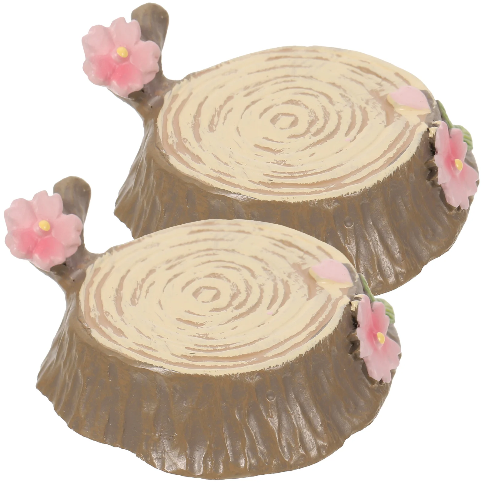 2pcs Miniature Tree Stump Decor Resin For Garden Yard Balcony Micro Landscape Ornament Fairy Garden Accessories