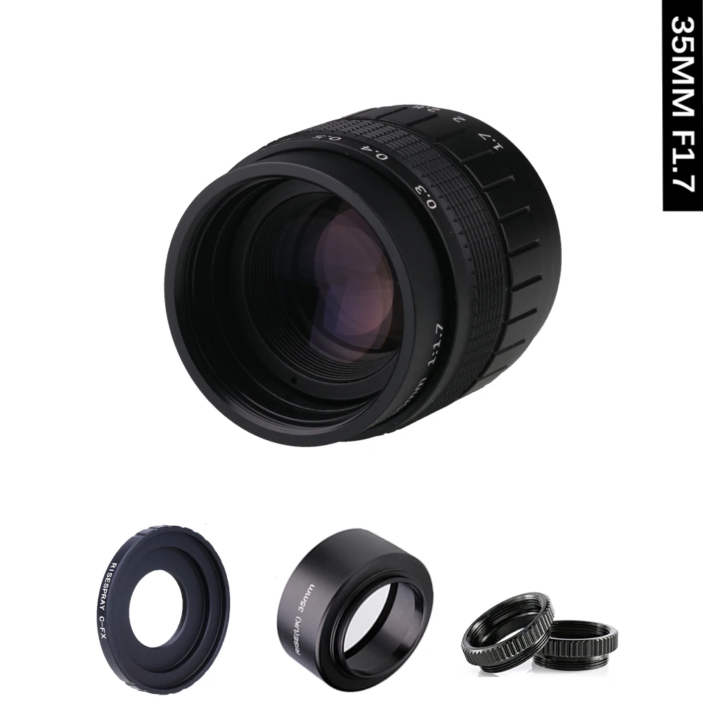 35-мм объектив f/1.7 APS-C для CCTV + переходное кольцо + 2 макрокольца + комплект блендера для объектива для беззеркальных камер Fujifilm X Mount XT10/XT20/XT30/X100F
