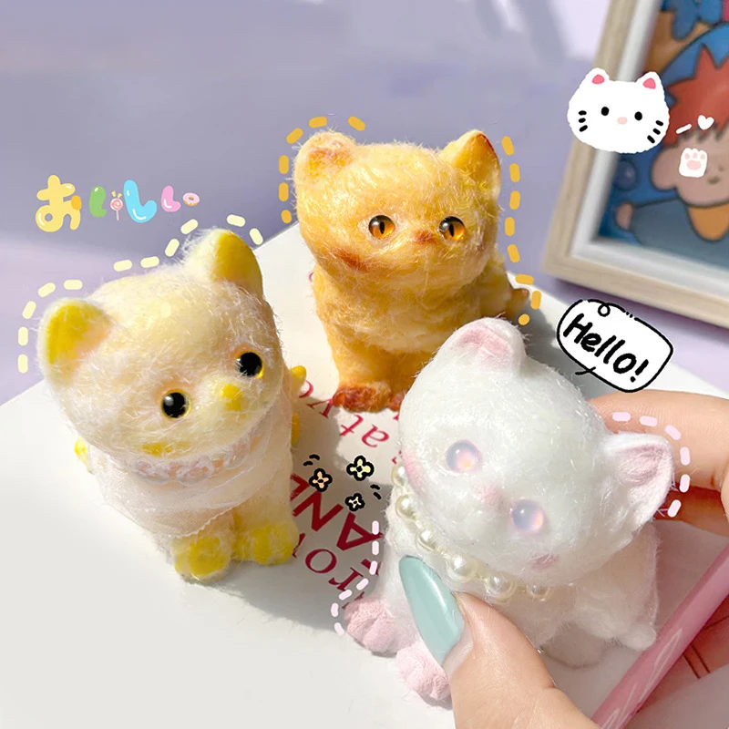 Cartoon Kawaii Plush Cats Slow Rebound Toy Creative Soft Feel Pinching Fingertip Toy Kids Stress Relief Toy Cute Girl Gift