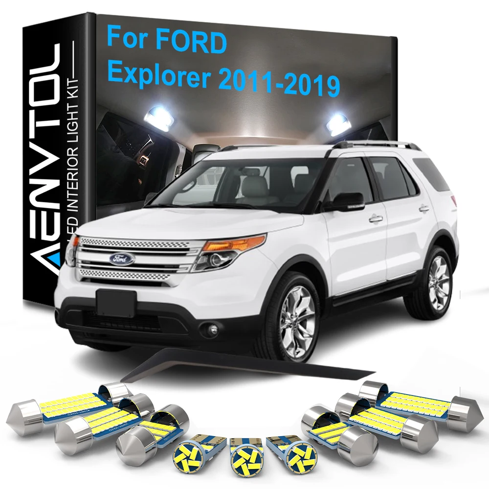 12pcs Car LED Interior Light Canbus For Ford Explorer 2011 2012 2013 2014 2015 2016 2017 2018 2019 Dome Trunk License Plate Lamp