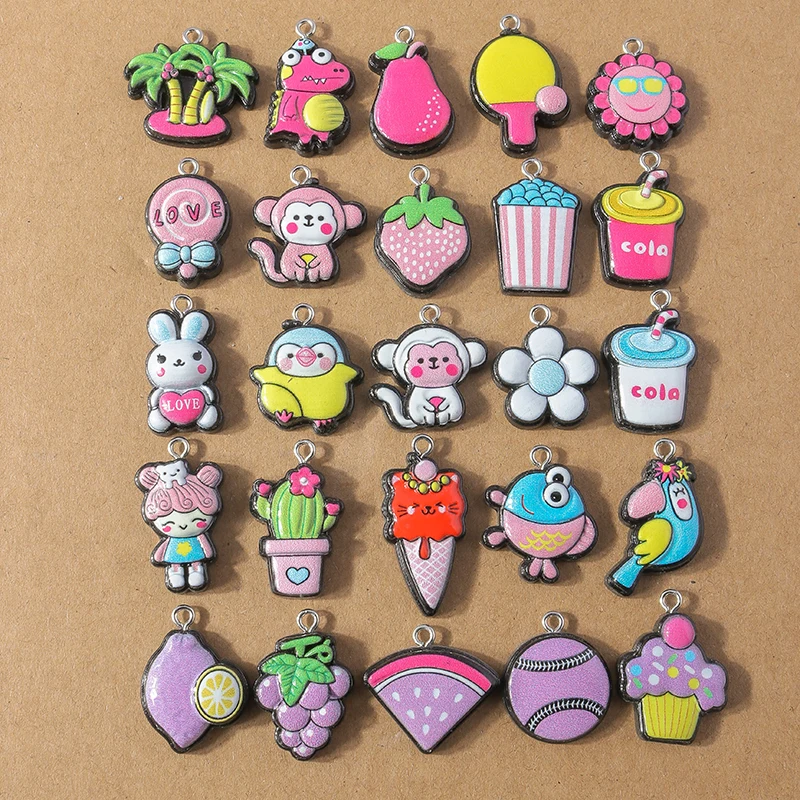 15 teile/los Mix Nette Harz Blume Charms für Die Herstellung Von Ohrringen Halskette Anhänger DIY Handgemachte kinder Schmuck Zubehör Erkenntnisse – Detail 12